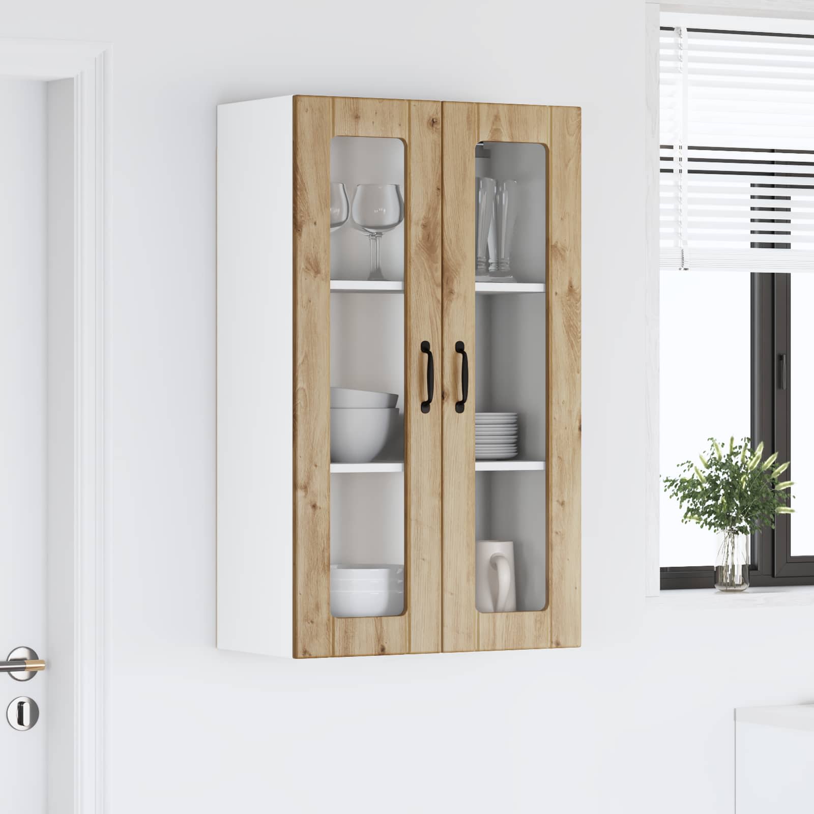 Wandglas-Schrank LUCCA Artisan-Eiche 60 x 31 x 100 cm