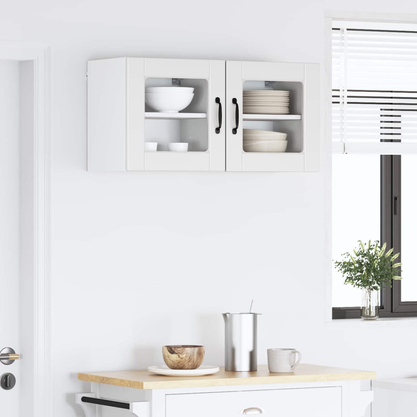 Wandglas-Schrank PORTO 2 stk. Weiß Holzwerkstoff