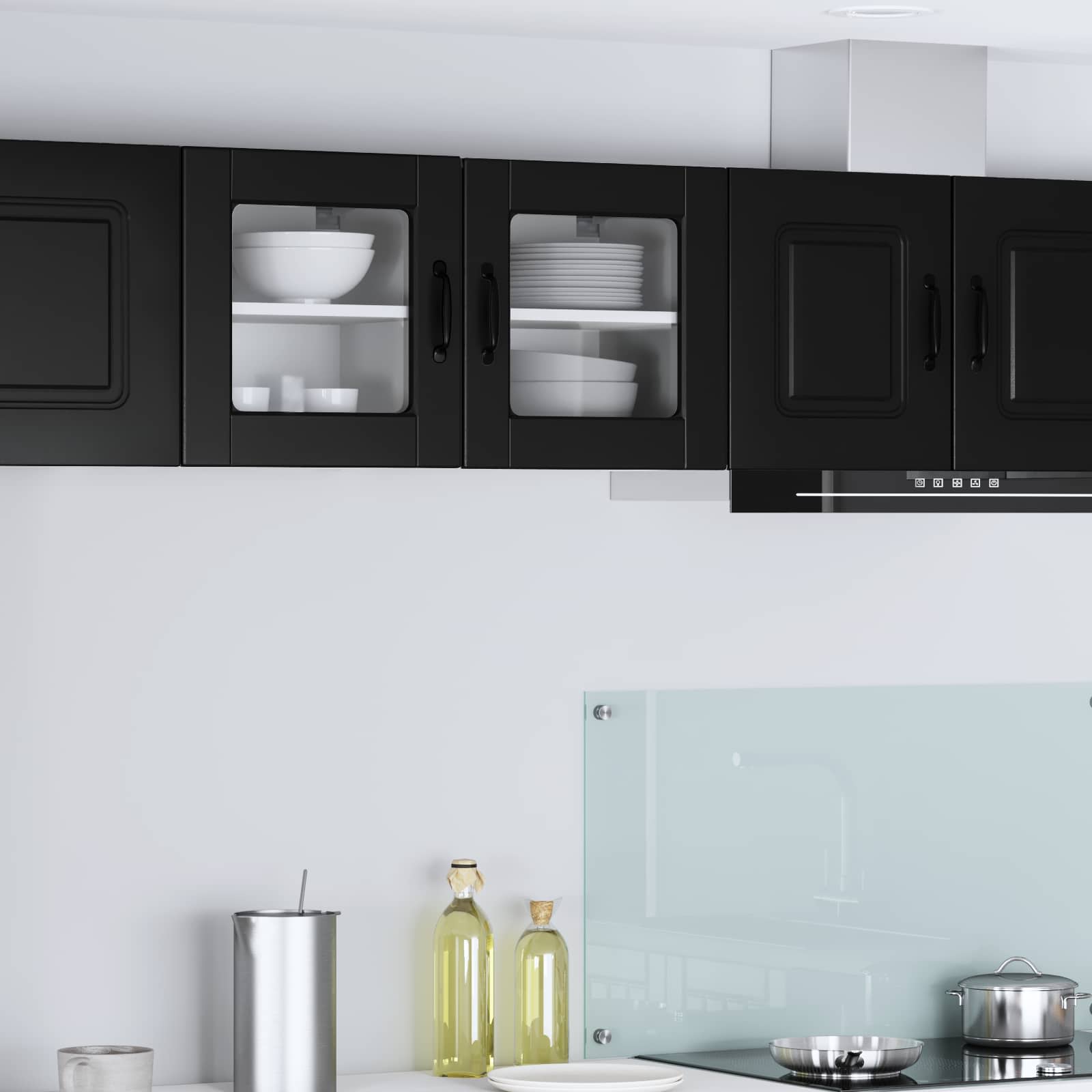 Wandglas-Schrank PORTO Schwarz 40 x 31 x 40 cm Holzwerkstoff