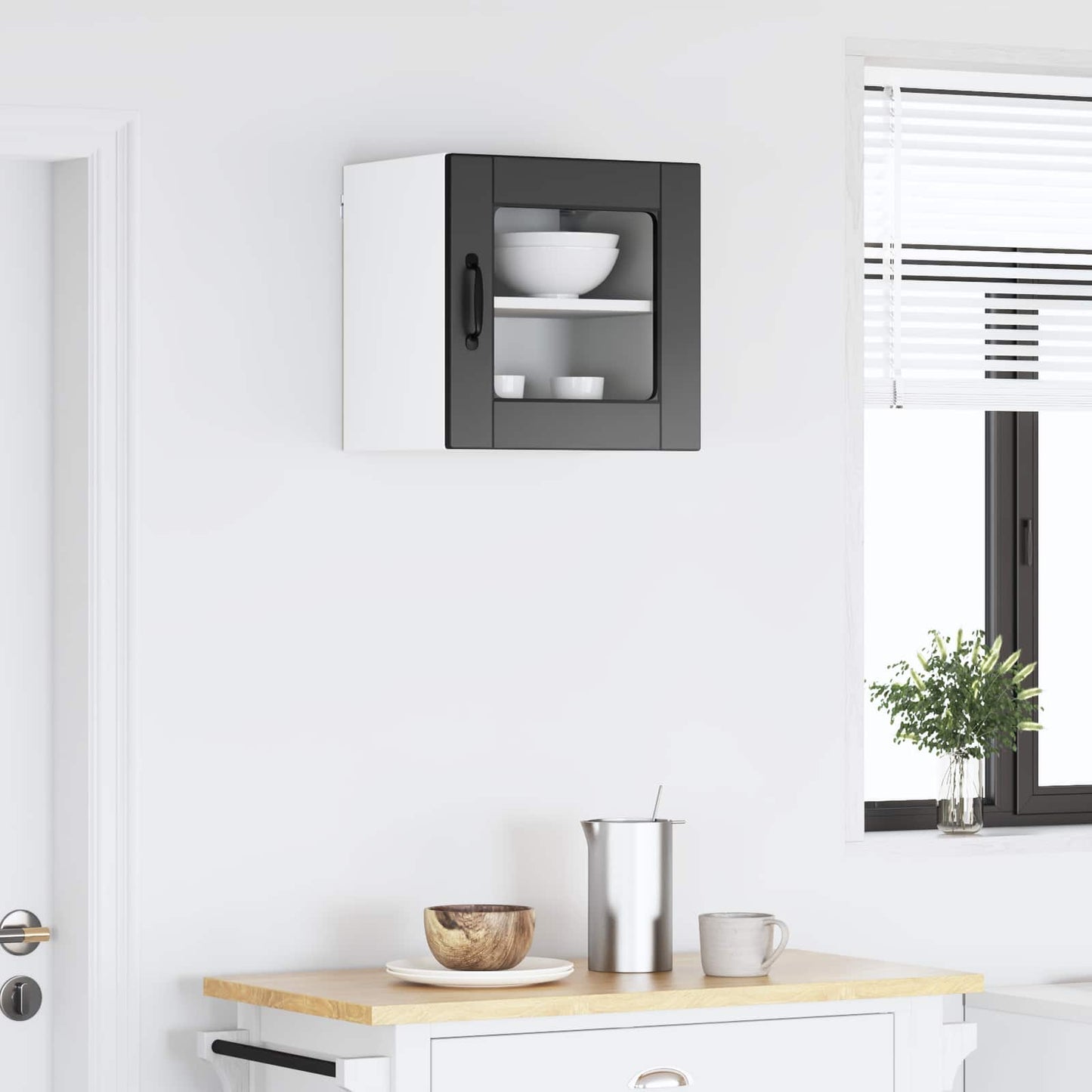 Wandglas-Schrank PORTO Schwarz 40 x 31 x 40 cm Holzwerkstoff