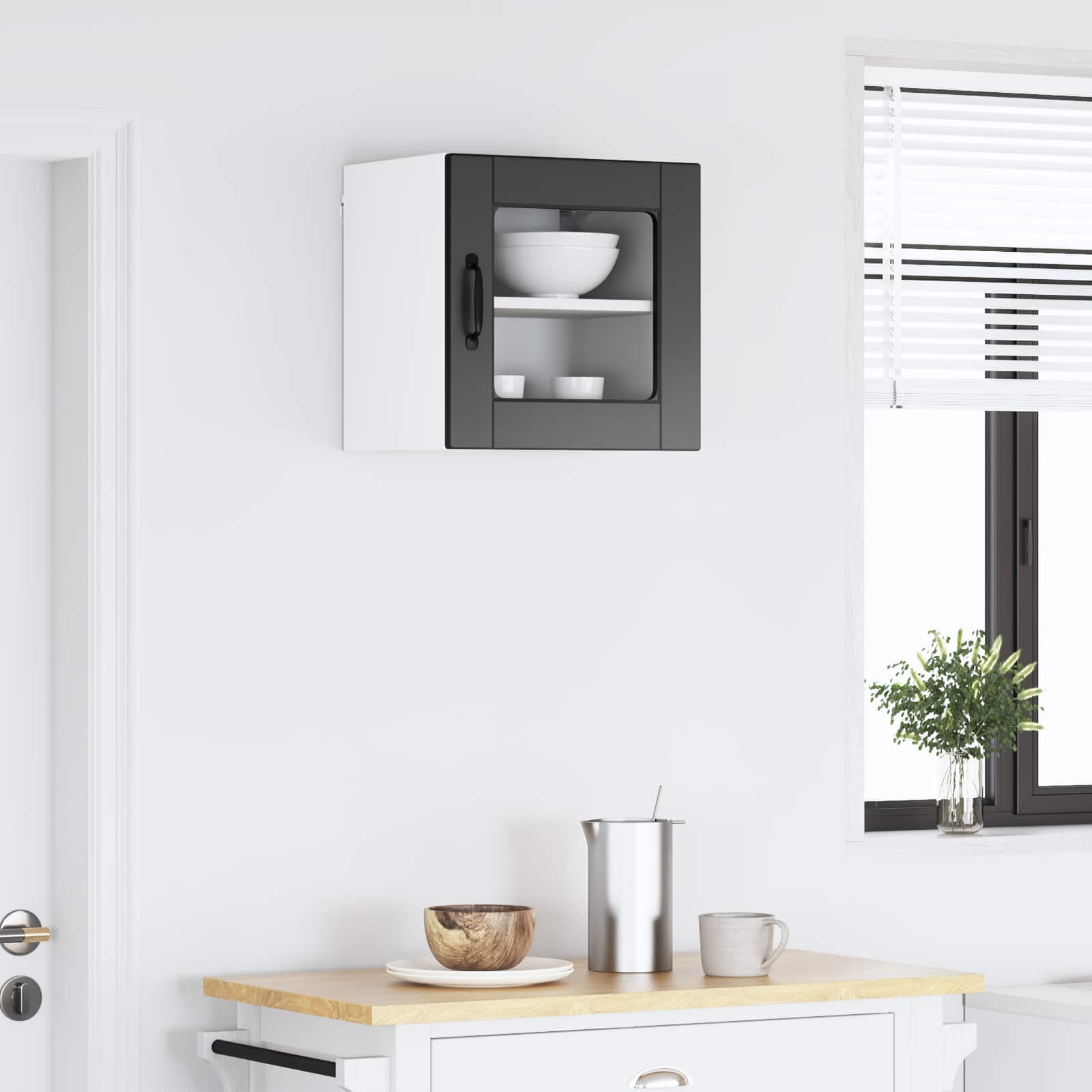Wandglas-Schrank PORTO Schwarz 40 x 31 x 40 cm Holzwerkstoff