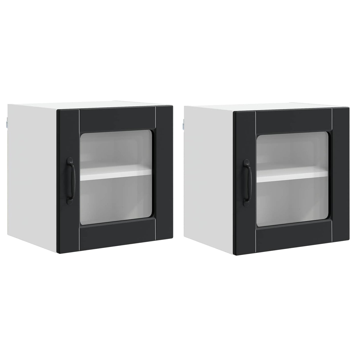 Wandglas-Schrank PORTO 2 stk. Schwarz Holzwerkstoff