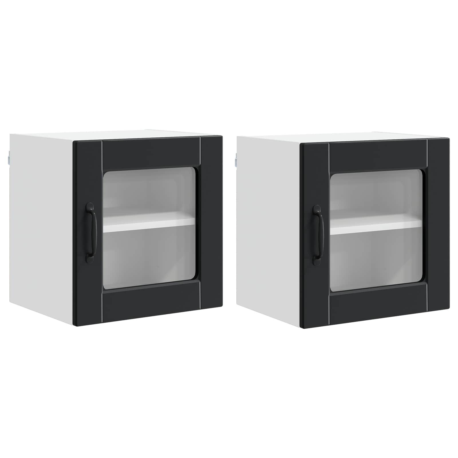 Wandglas-Schrank PORTO 2 stk. Schwarz Holzwerkstoff
