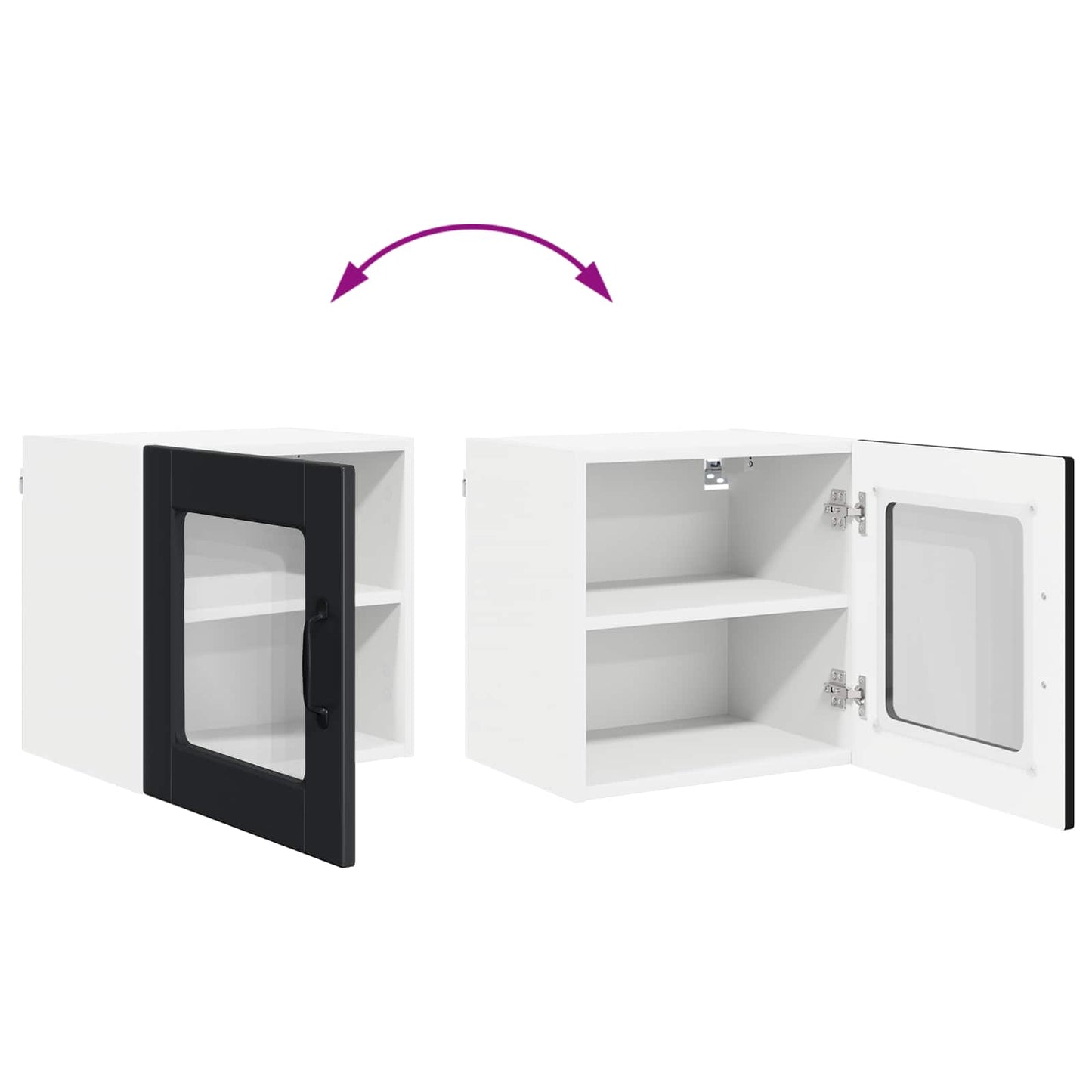 Wandglas-Schrank PORTO 2 stk. Schwarz Holzwerkstoff