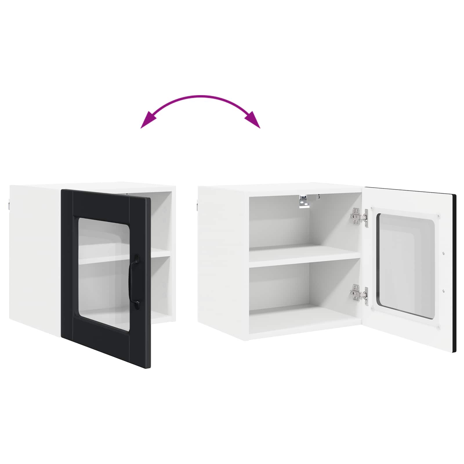 Wandglas-Schrank PORTO 2 stk. Schwarz Holzwerkstoff