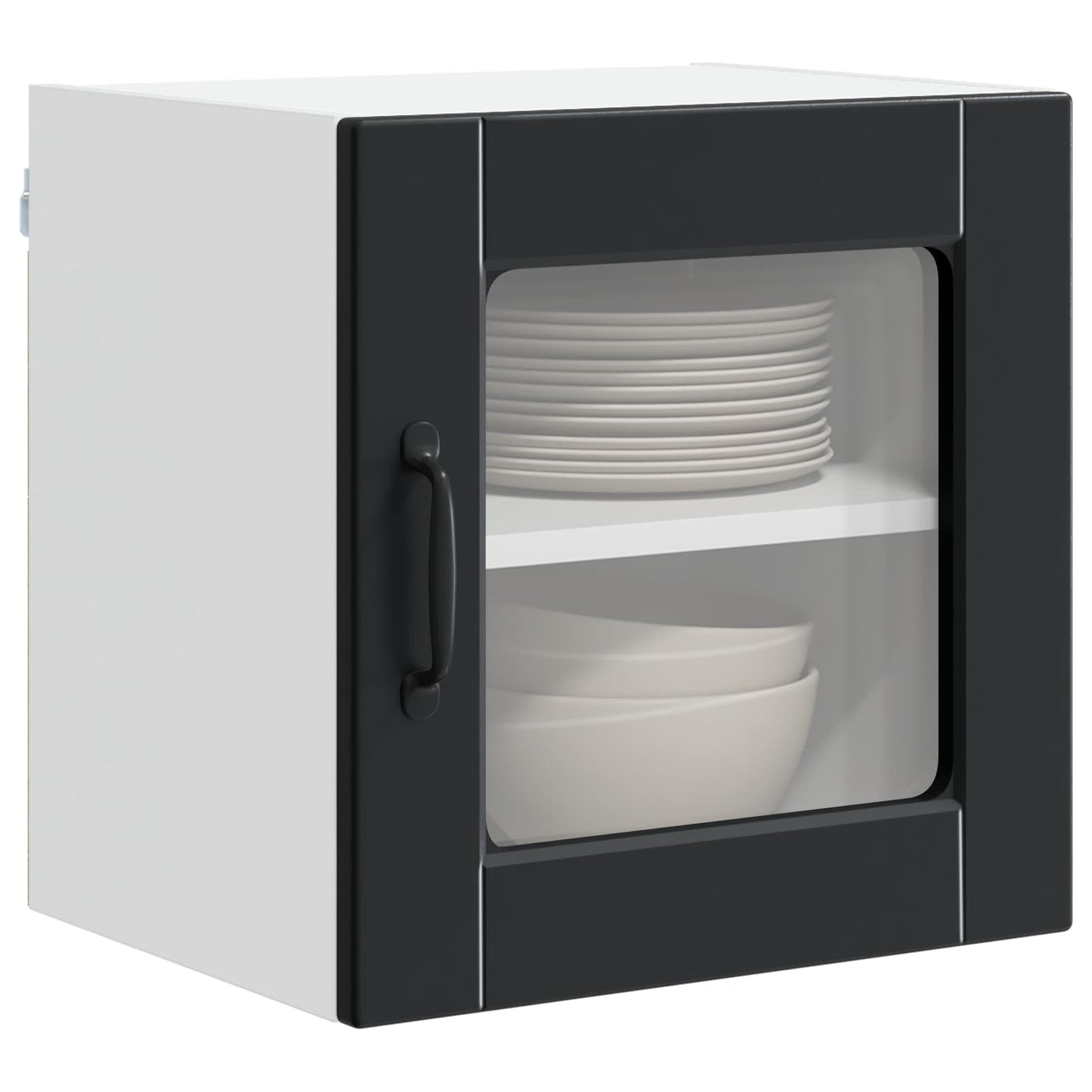 Wandglas-Schrank PORTO 2 stk. Schwarz Holzwerkstoff