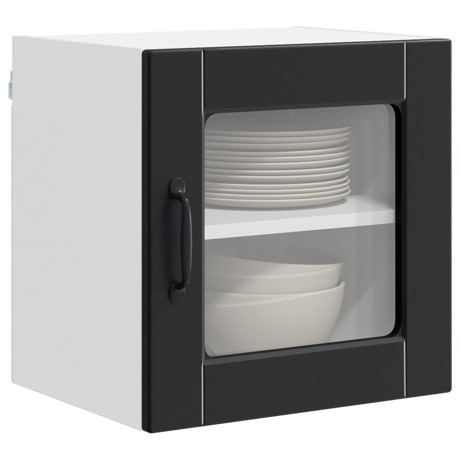 Wandglas-Schrank PORTO 2 stk. Schwarz Holzwerkstoff