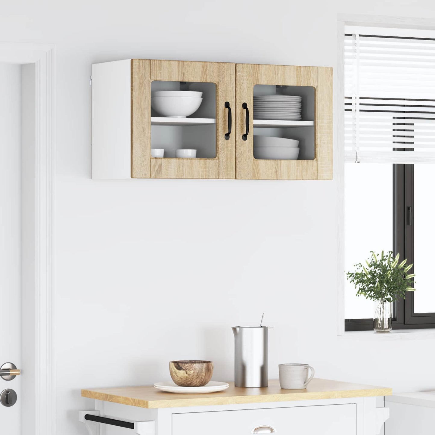 Wandglas-Schrank PORTO 2 stk. Sonoma-Eiche Holzwerkstoff