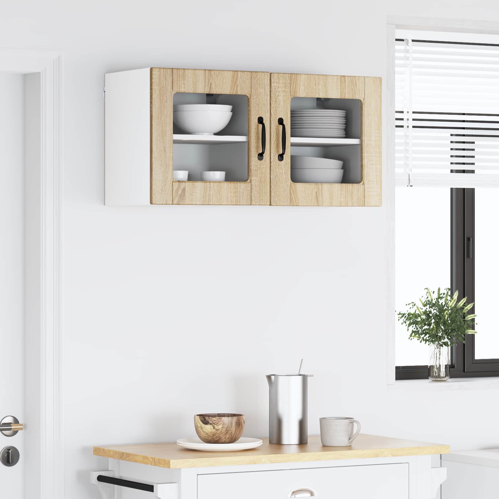 Wandglas-Schrank PORTO 2 stk. Sonoma-Eiche Holzwerkstoff