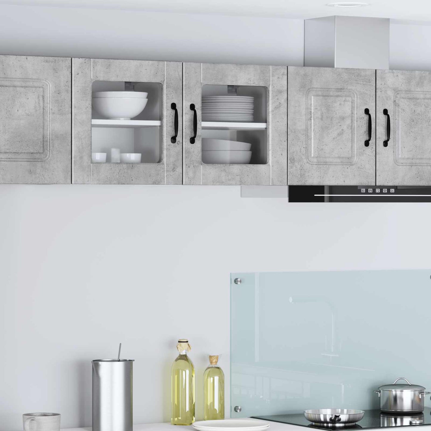 Wandglas-Schrank PORTO 2 stk. Beton Grau Holzwerkstoff