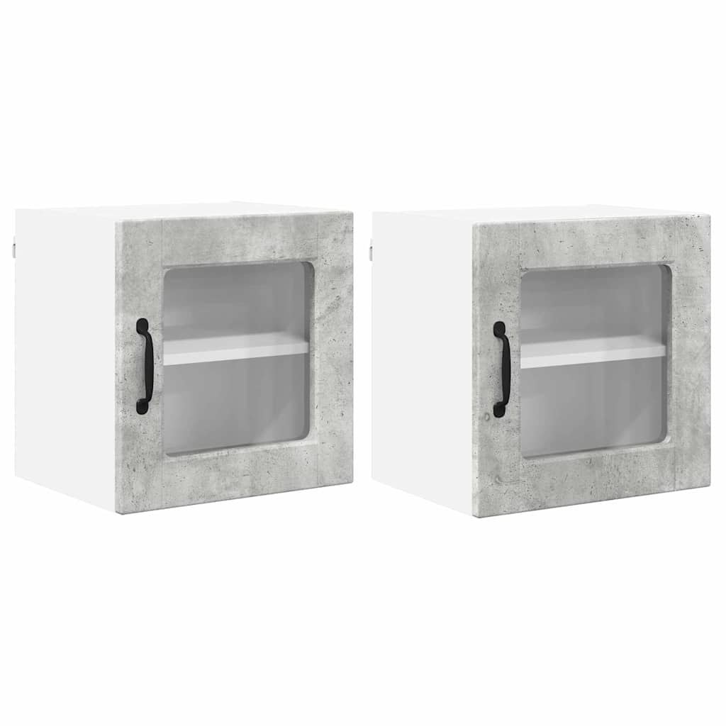 Küchenwandschrank mit Regal 2 pcs Beton Grau 40 x 31 x 40 cm