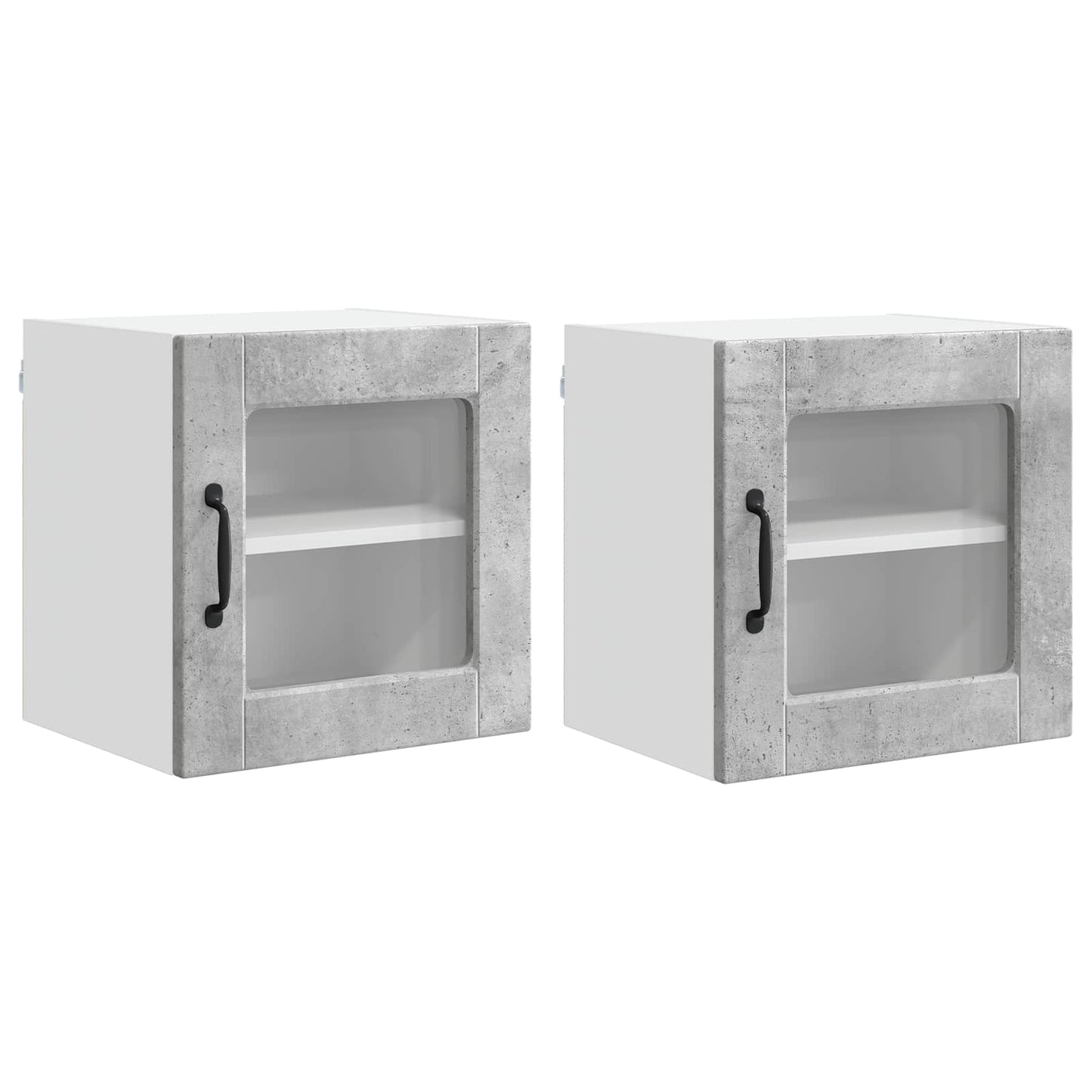 Wandglas-Schrank PORTO 2 stk. Beton Grau Holzwerkstoff