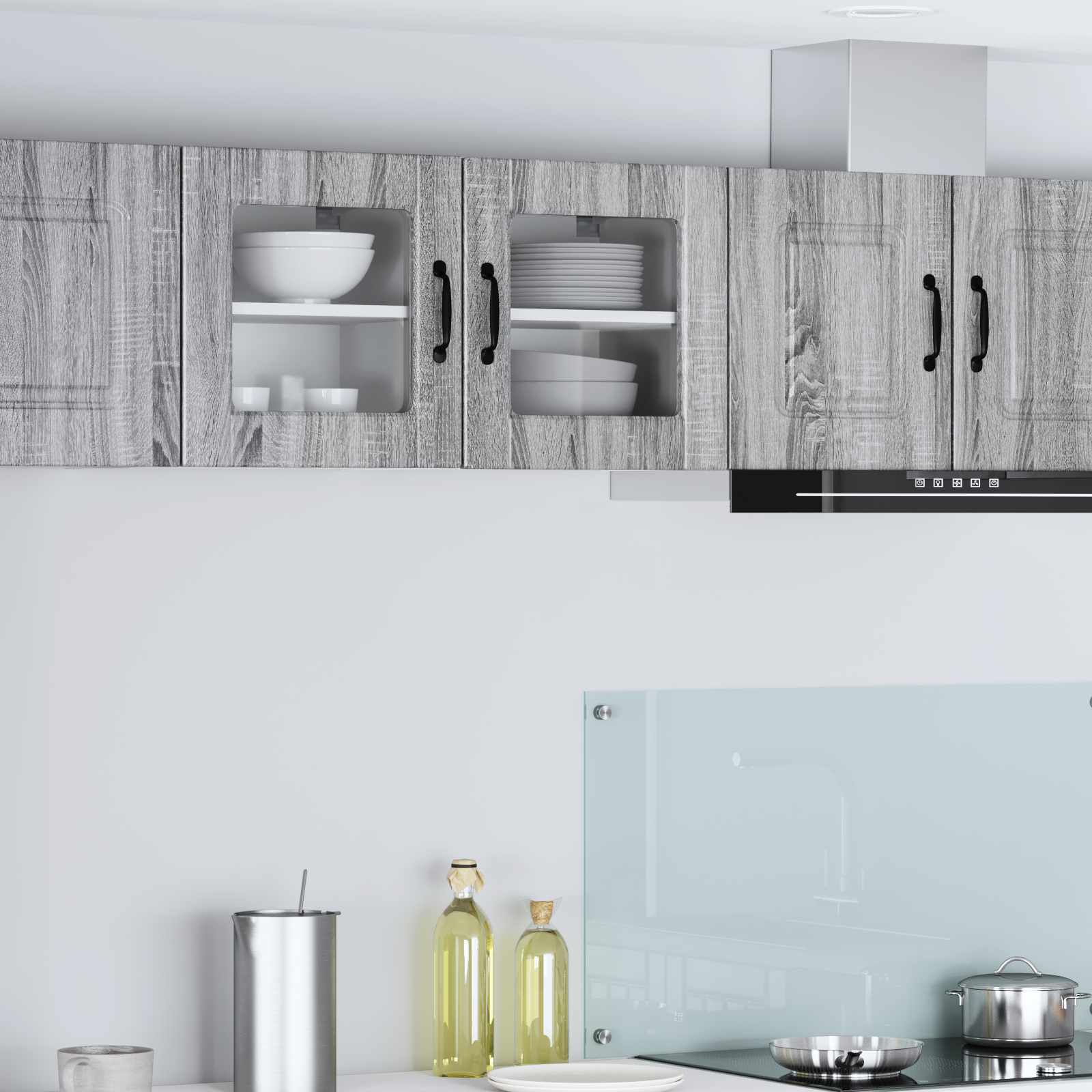 Wandglasschrank PORTO 2 stk. Graues Sonoma Holzwerkstoff