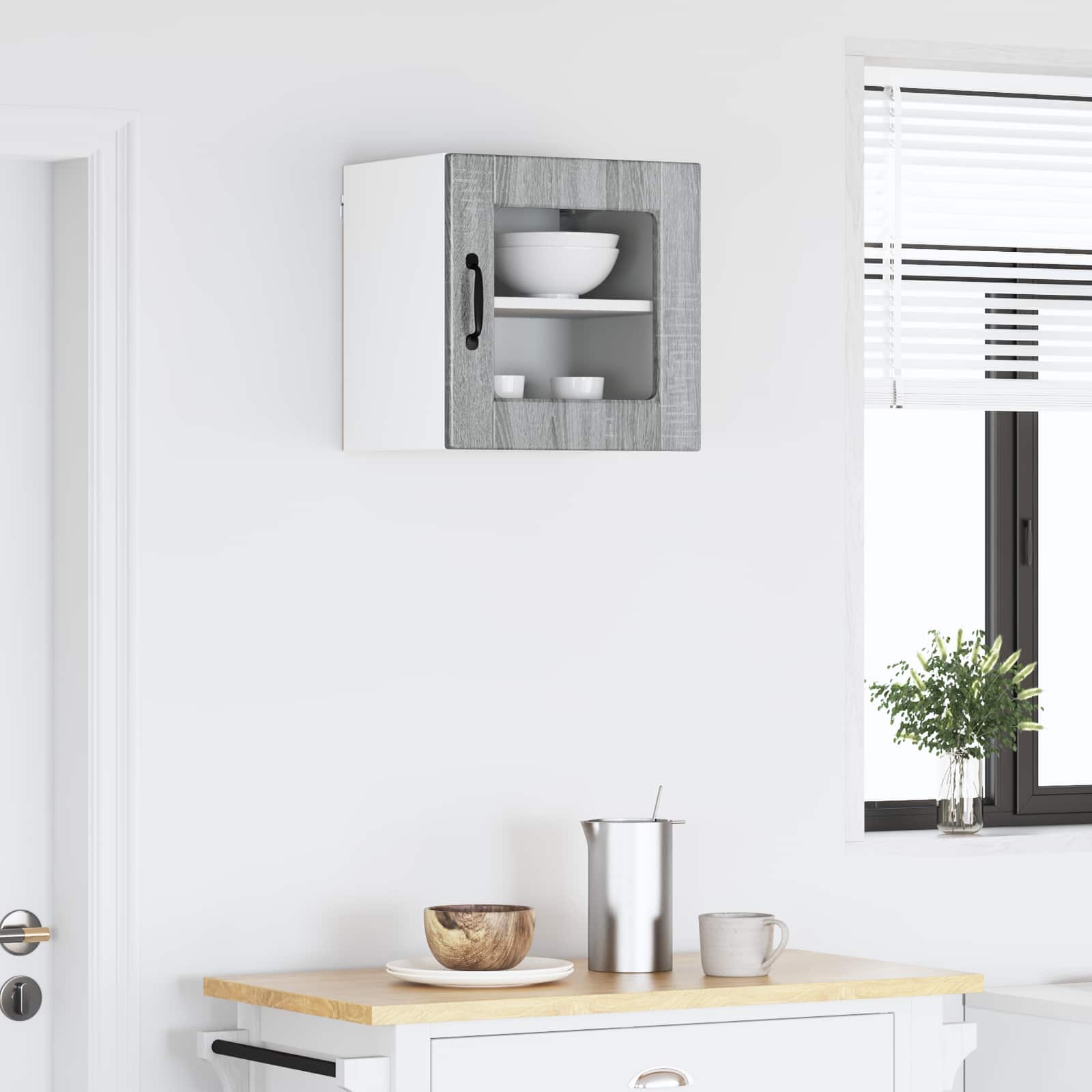 Wandglasschrank PORTO 2 stk. Graues Sonoma Holzwerkstoff