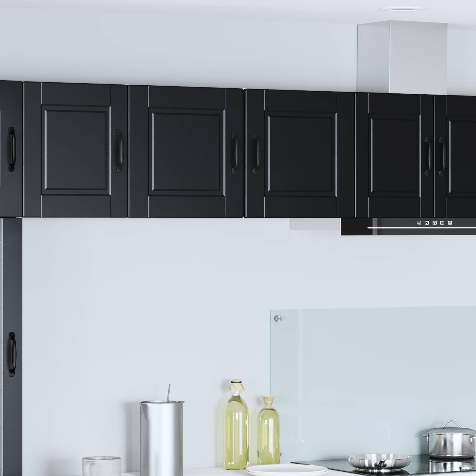 Wandschrank PORTO 2 stk. Schwarz Holzwerkstoff