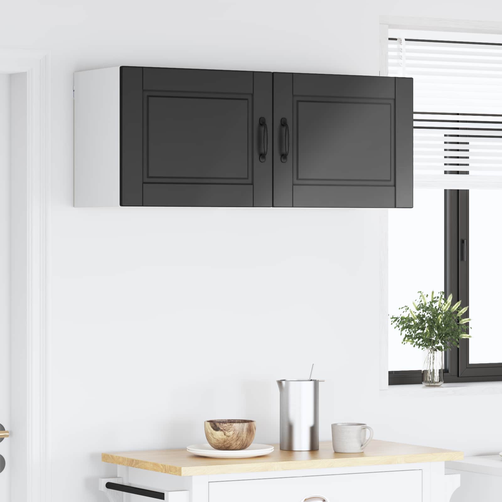 Wandschrank PORTO 2 stk. Schwarz Holzwerkstoff