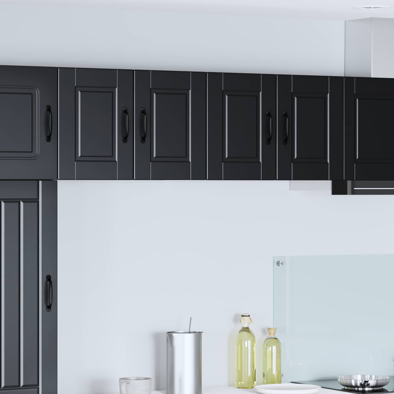 Wandschrank PORTO 2 stk. Schwarz Holzwerkstoff