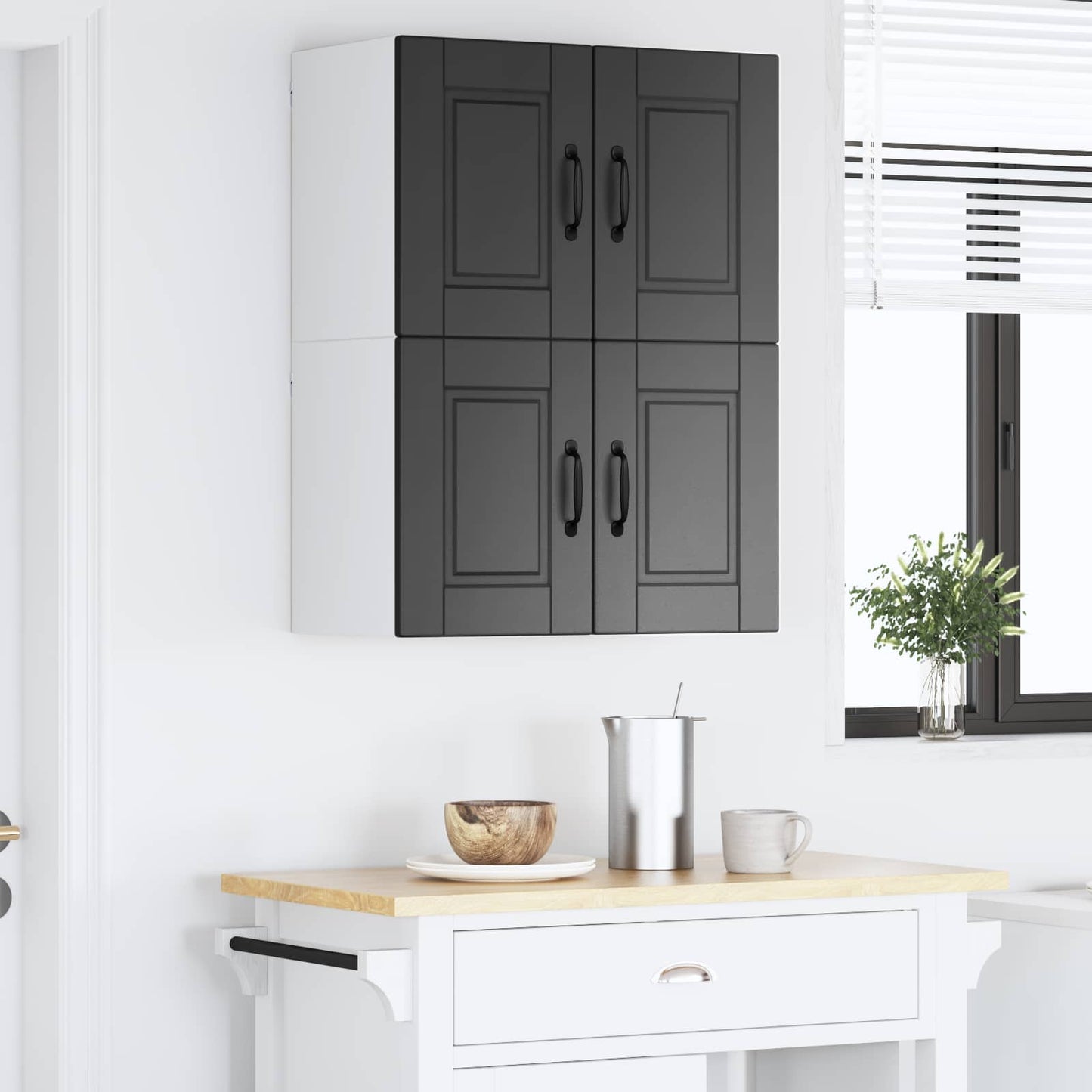 Wandschrank PORTO 2 stk. Schwarz Holzwerkstoff