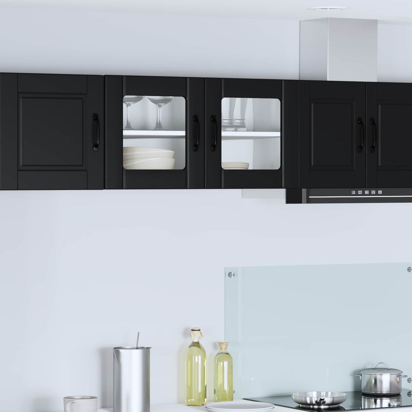 Wandglasvitrine PORTO Schwarz 80 x 31 x 40 cm Holzwerkstoff
