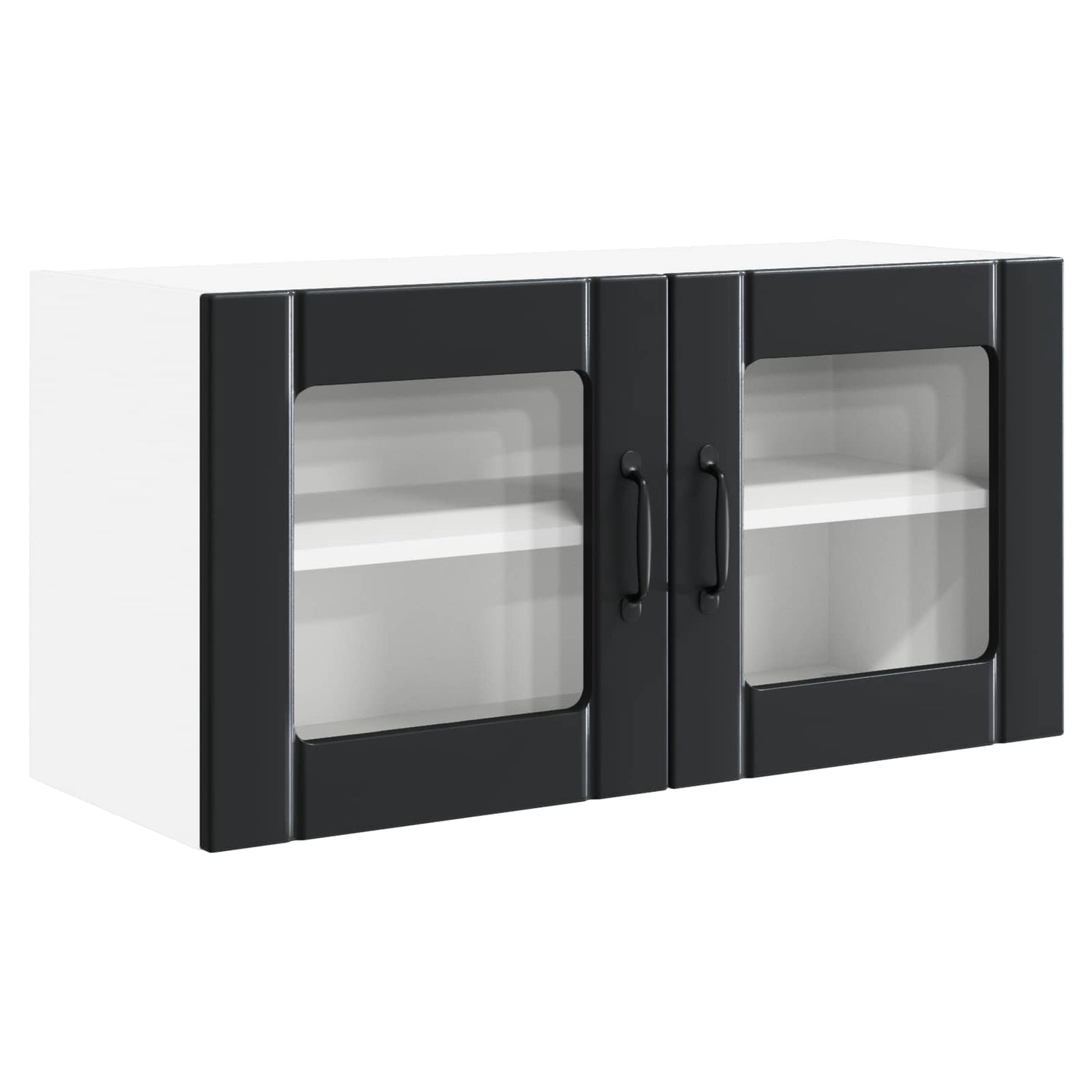 Wandglasvitrine PORTO Schwarz 80 x 31 x 40 cm Holzwerkstoff