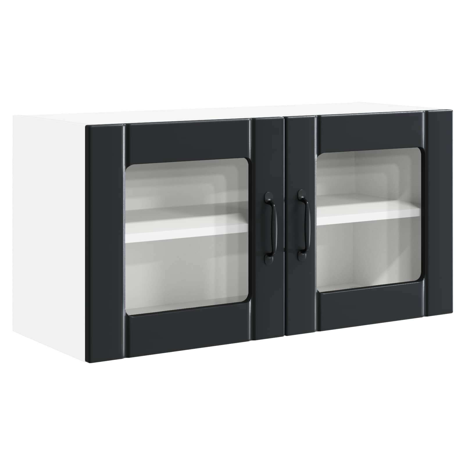 Wandglasvitrine PORTO Schwarz 80 x 31 x 40 cm Holzwerkstoff