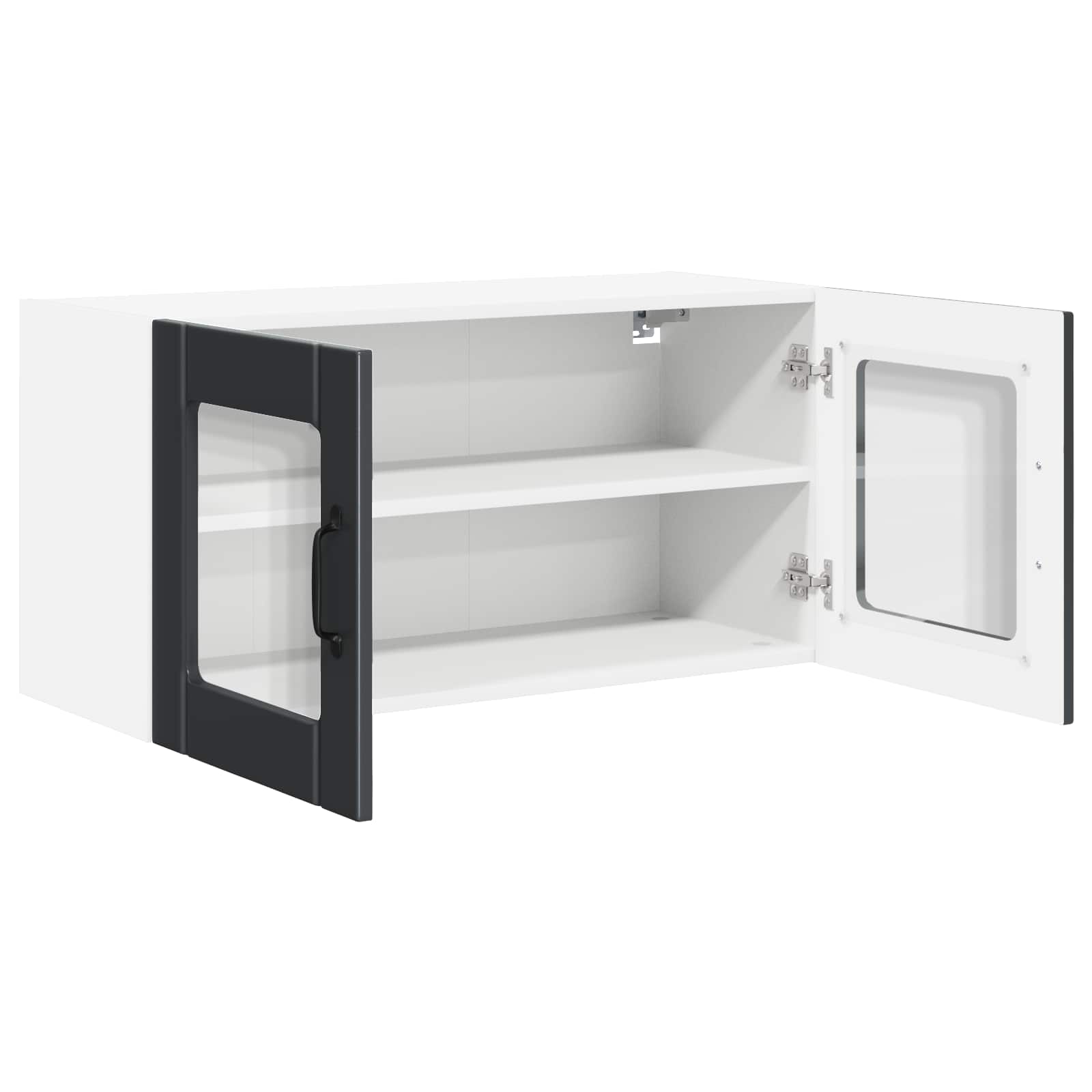 Wandglasvitrine PORTO Schwarz 80 x 31 x 40 cm Holzwerkstoff