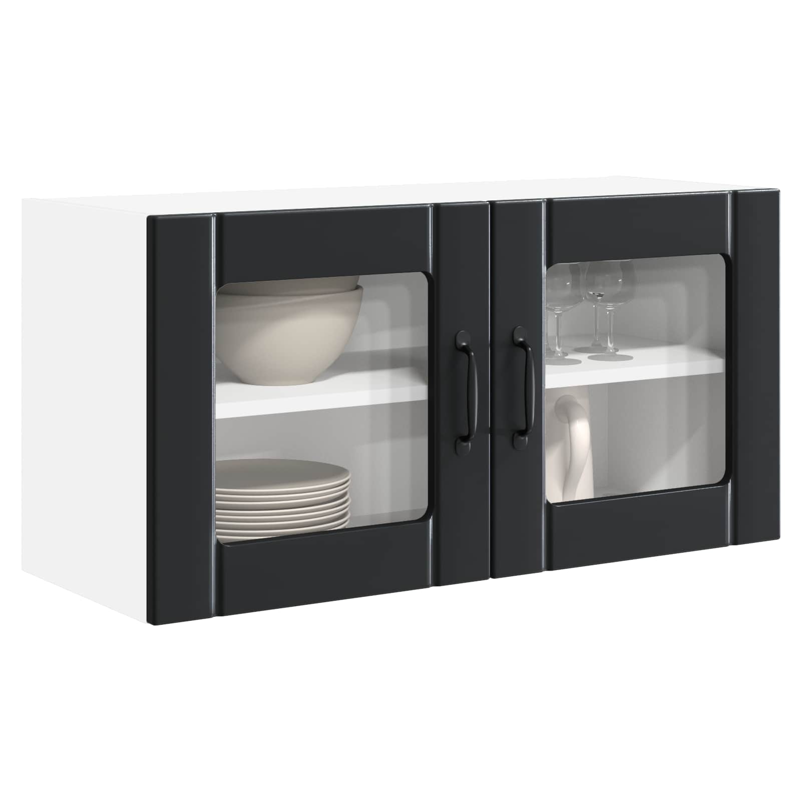 Wandglasvitrine PORTO Schwarz 80 x 31 x 40 cm Holzwerkstoff