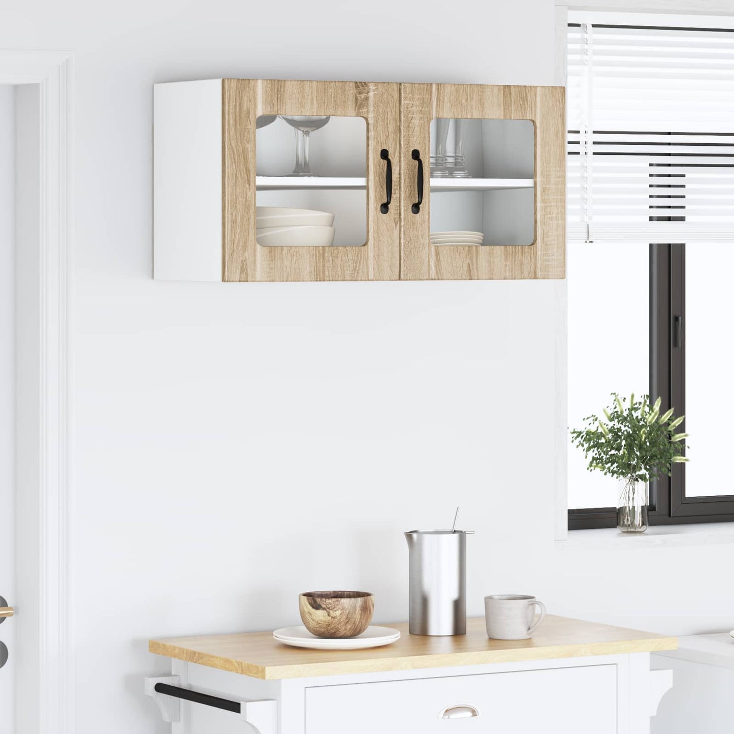 Wandglas-Schrank PORTO Sonoma-Eiche 80 x 31 x 40 cm