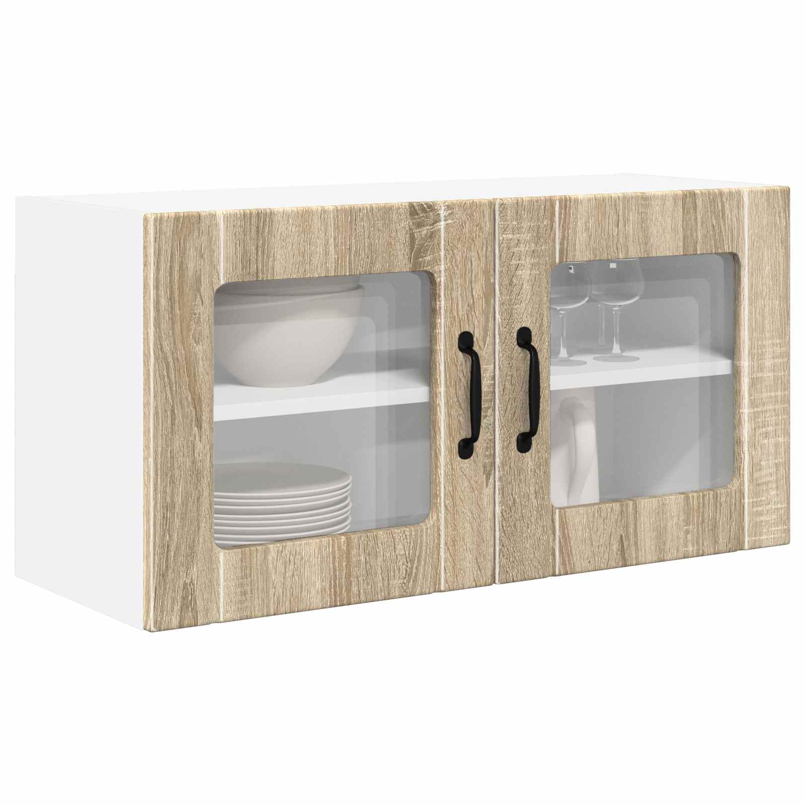 Wandglas-Schrank PORTO Sonoma-Eiche 80 x 31 x 40 cm