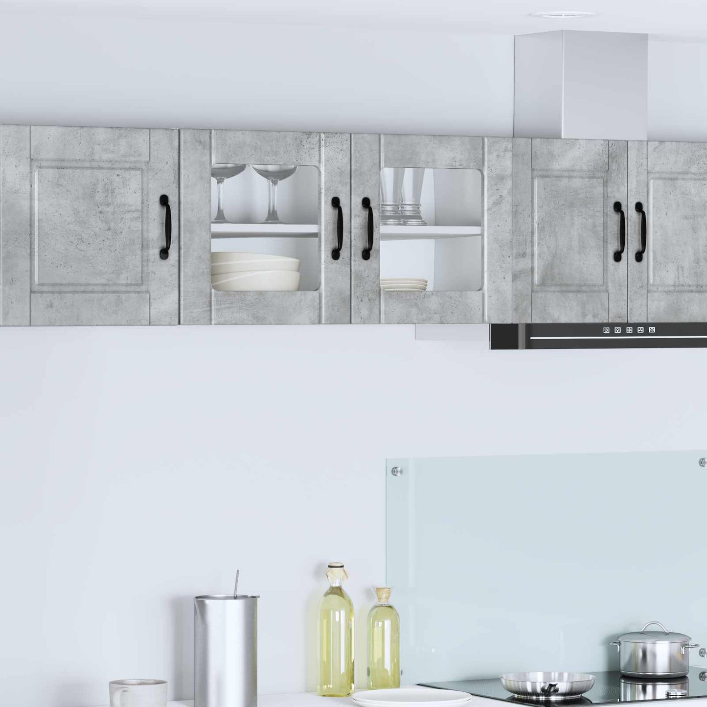 Wandglas-Schrank PORTO Beton Grau 80 x 31 x 40 cm Holzwerkstoff