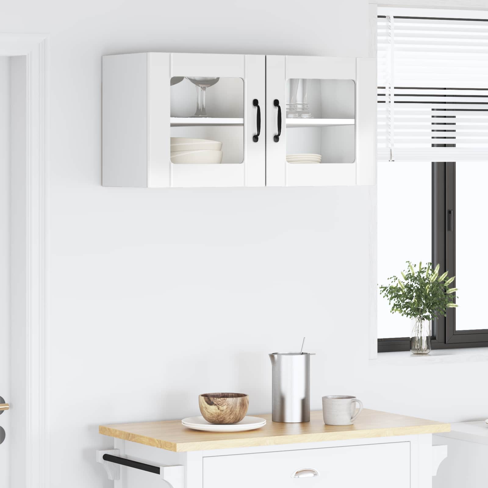 Wandglas-Schrank PORTO Hochglanz Weiß 80 x 31 x 40 cm
