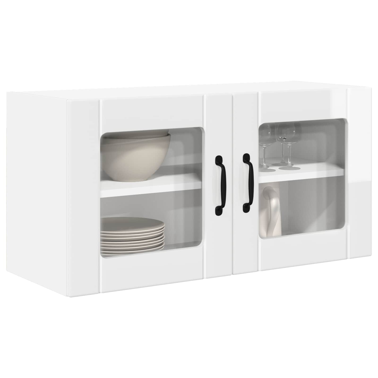 Wandglas-Schrank PORTO Hochglanz Weiß 80 x 31 x 40 cm