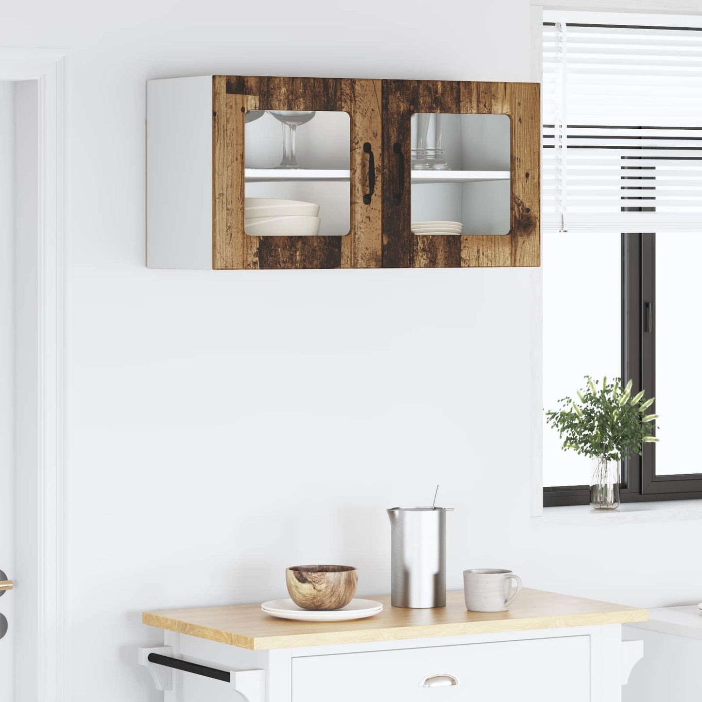 Wandglas-Schrank PORTO Altholz 80 x 31 x 40 cm Holzwerkstoff