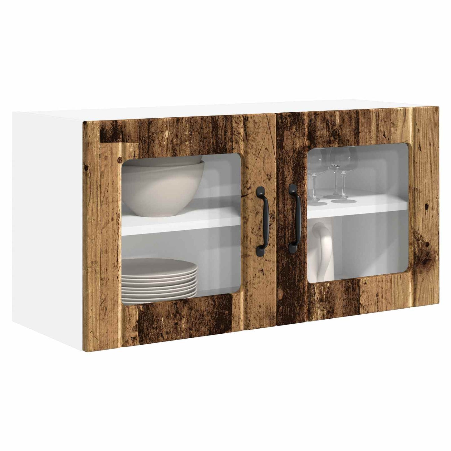 Wandglas-Schrank PORTO Altholz 80 x 31 x 40 cm Holzwerkstoff