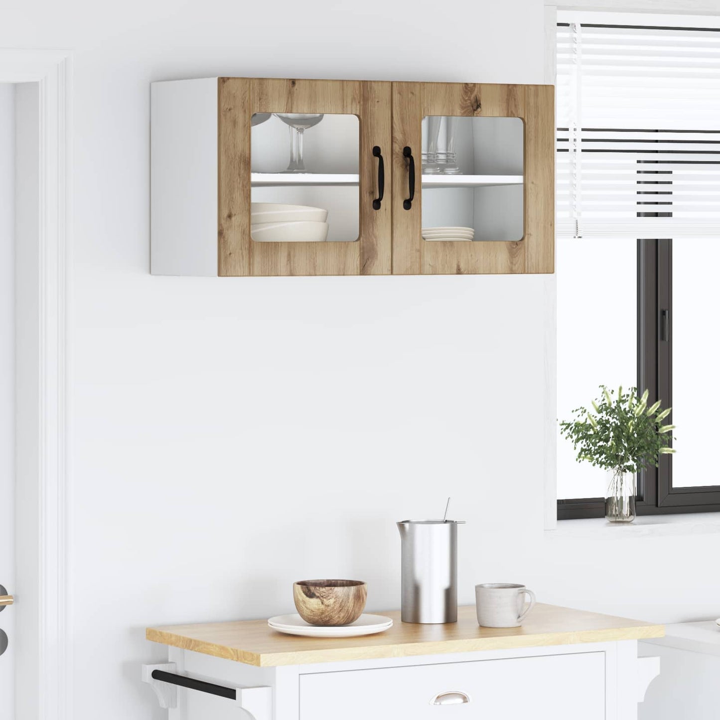 Wandglas-Schrank PORTO Artisan-Eiche 80 x 31 x 40 cm