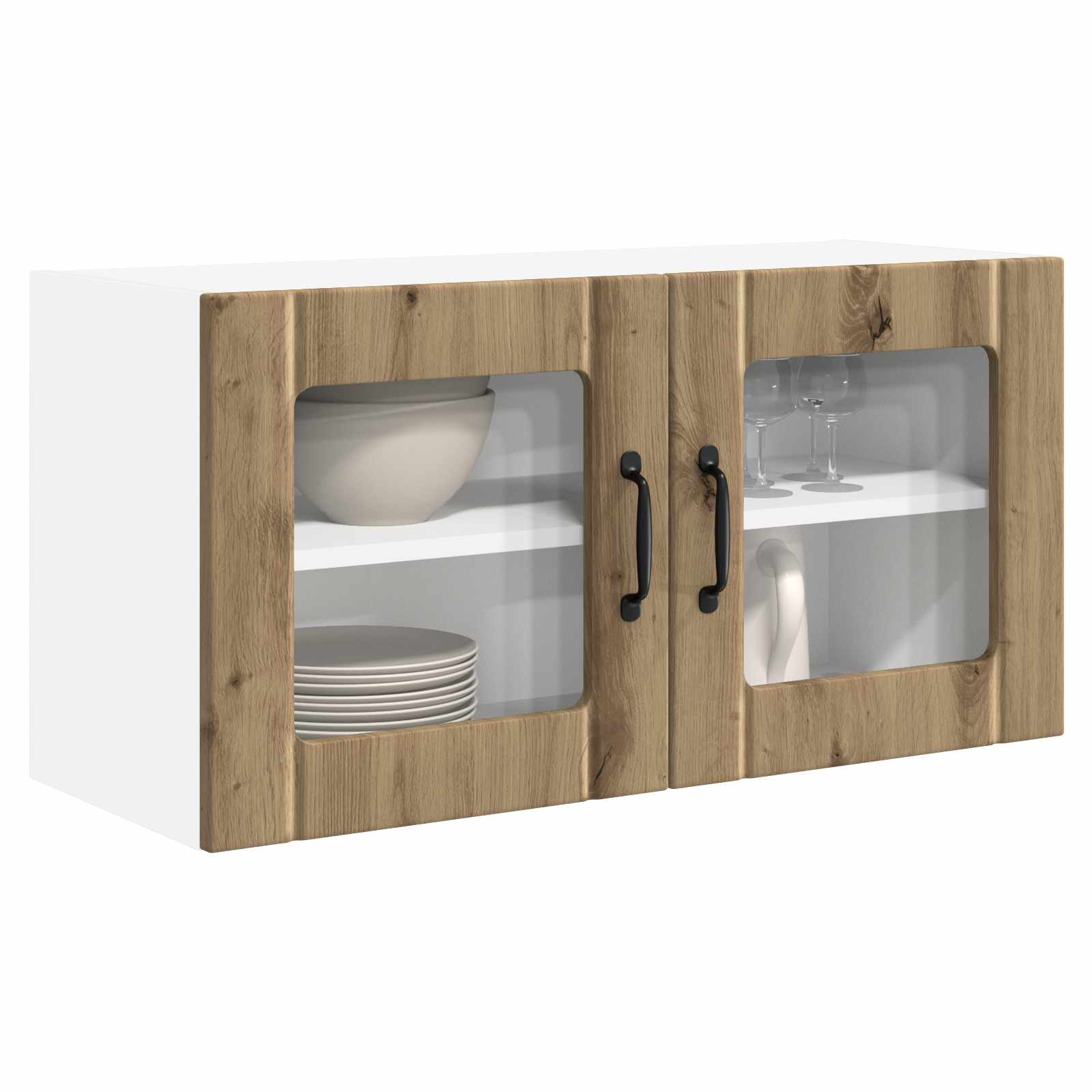 Wandglas-Schrank PORTO Artisan-Eiche 80 x 31 x 40 cm