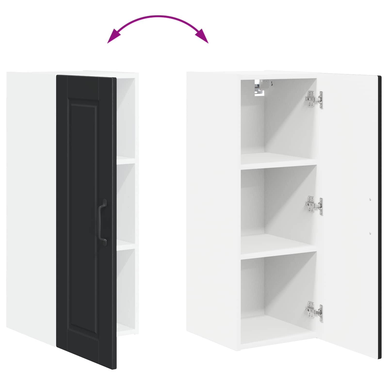 Wandschrank PORTO 2 stk. Schwarz Holzwerkstoff