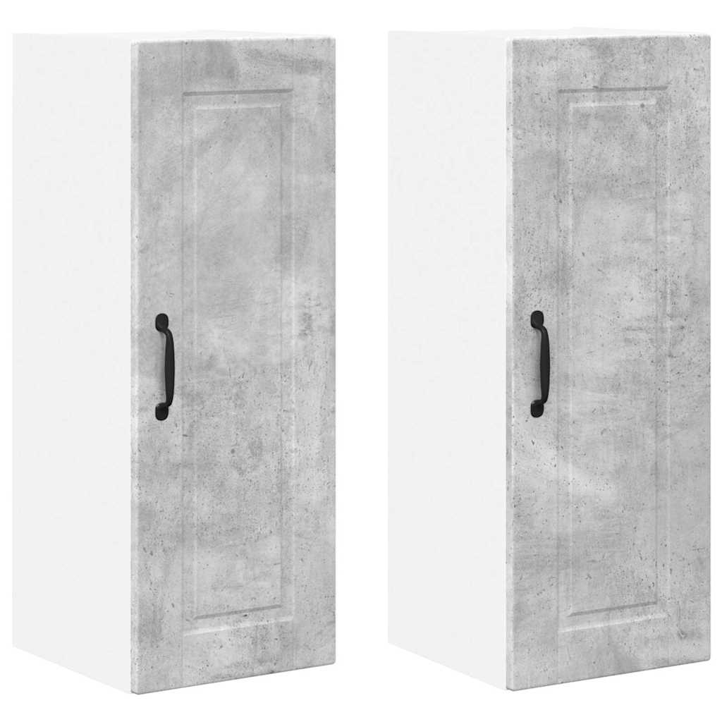 Küchenwandschrank mit Regal 2 pcs Beton Grau 30 x 31 x 80 cm