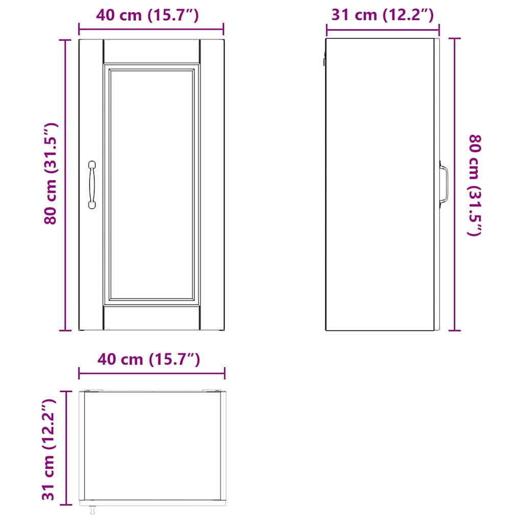 Wandschrank PORTO Weiß 40 x 31 x 80 cm Holzwerkstoff