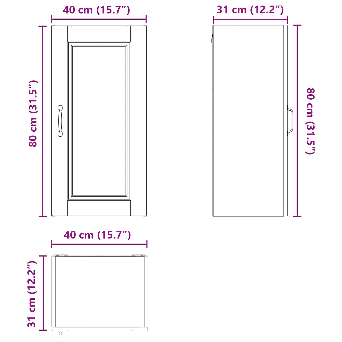 Wandschrank PORTO Braun Eichen-Optik 40 x 31 x 80 cm