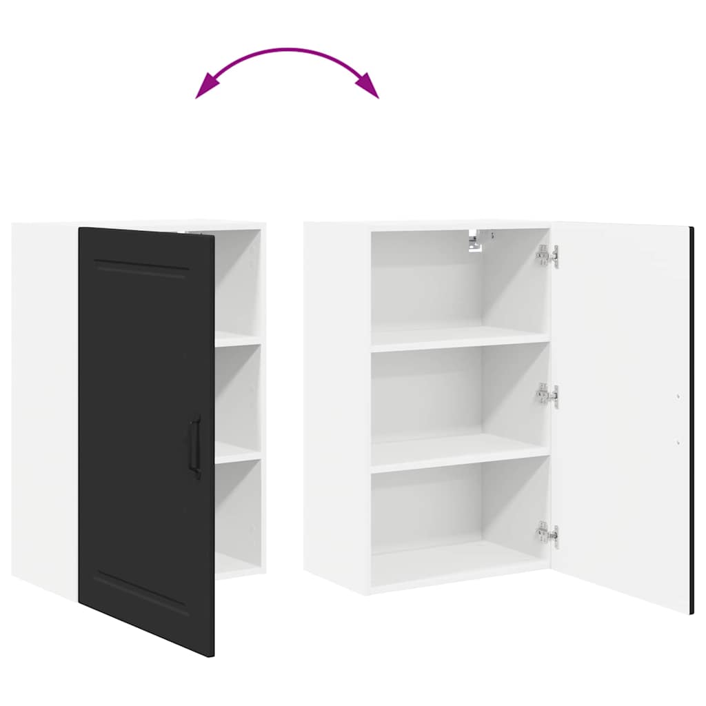 Küchenwandschrank mit Tür Schwarz 50 x 31 x 80 cm Holzwerkstoff