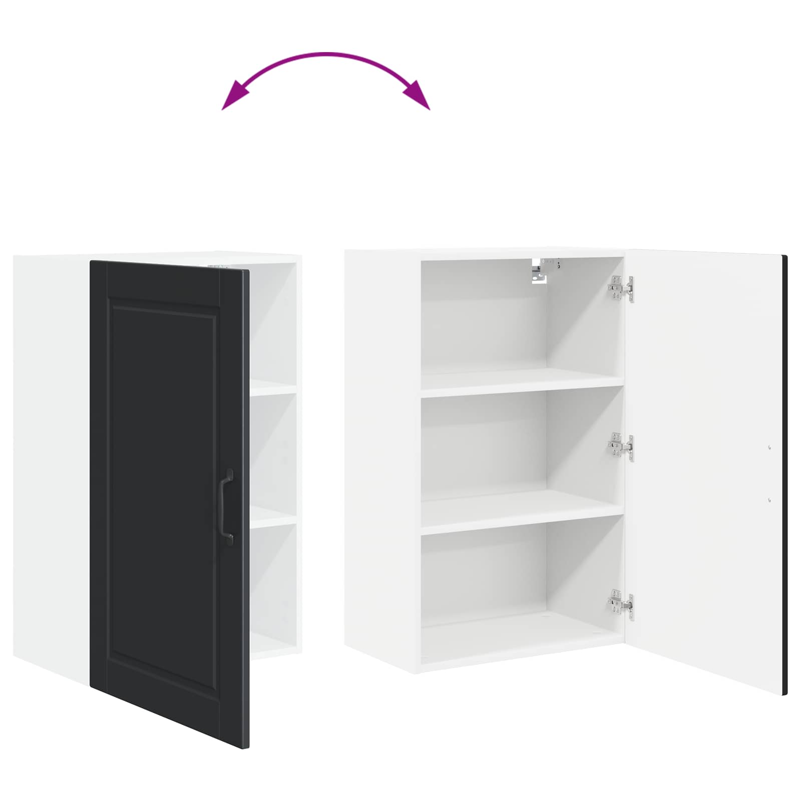 Wandschrank PORTO Schwarz 50 x 31 x 80 cm Holzwerkstoff