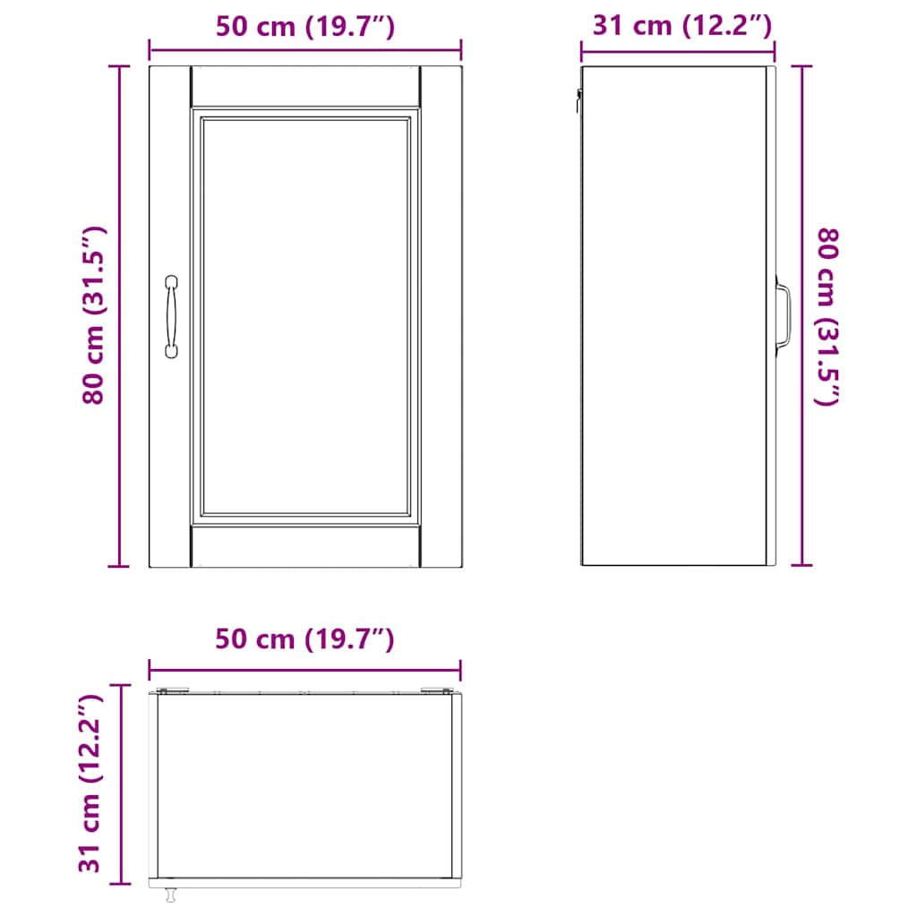Wandschrank PORTO Schwarz 50 x 31 x 80 cm Holzwerkstoff