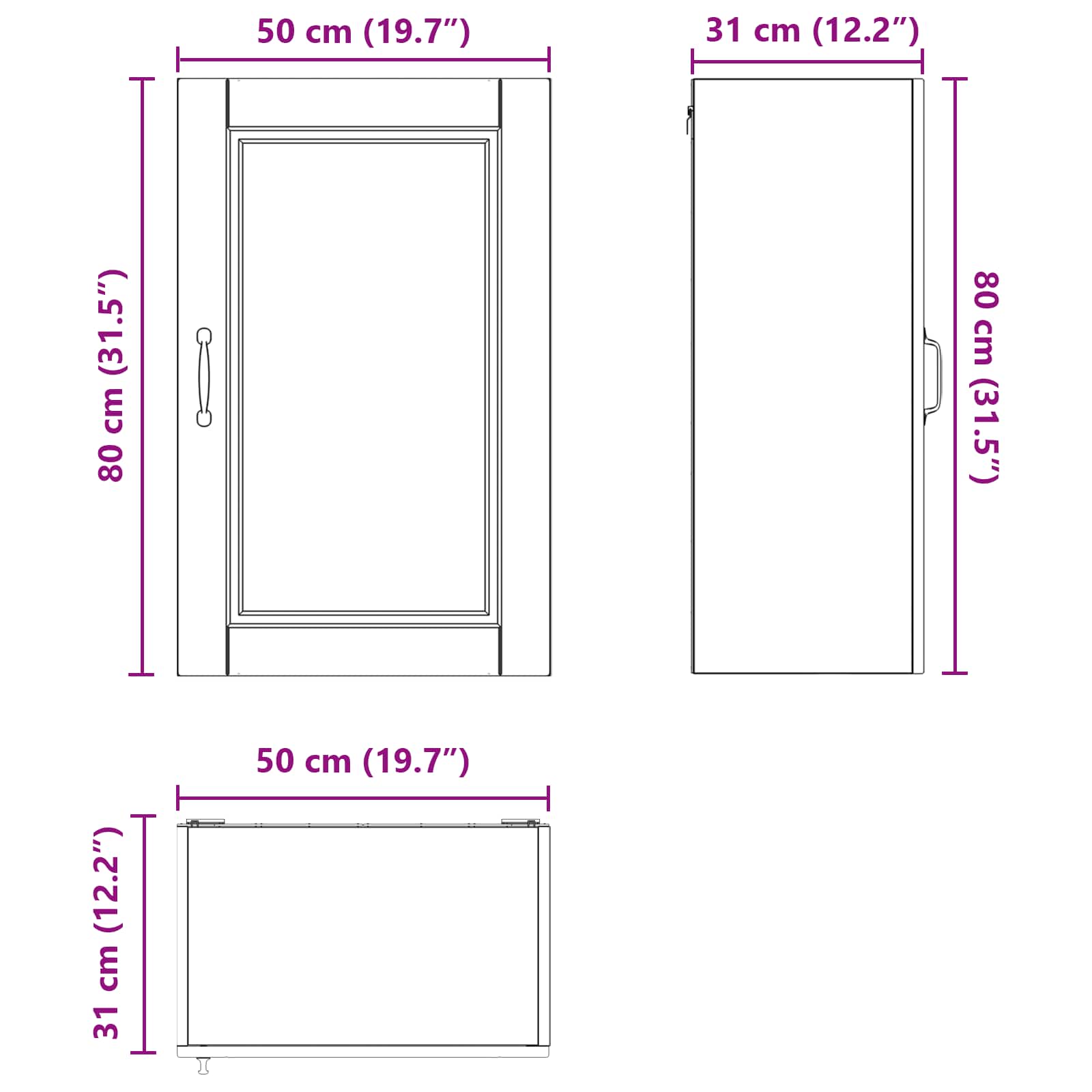Wandschrank PORTO Beton Grau 50 x 31 x 80 cm Holzwerkstoff