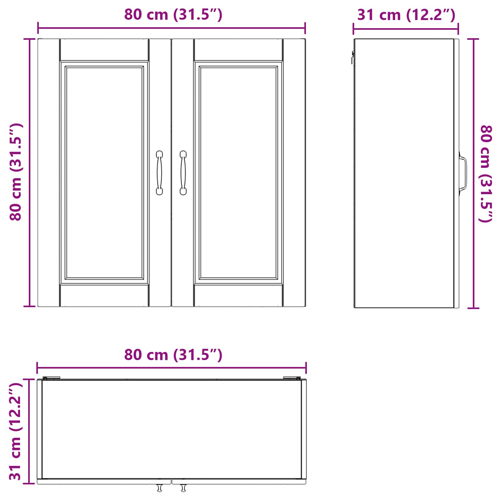 Wandschrank PORTO Beton Grau 80 x 31 x 80 cm Holzwerkstoff
