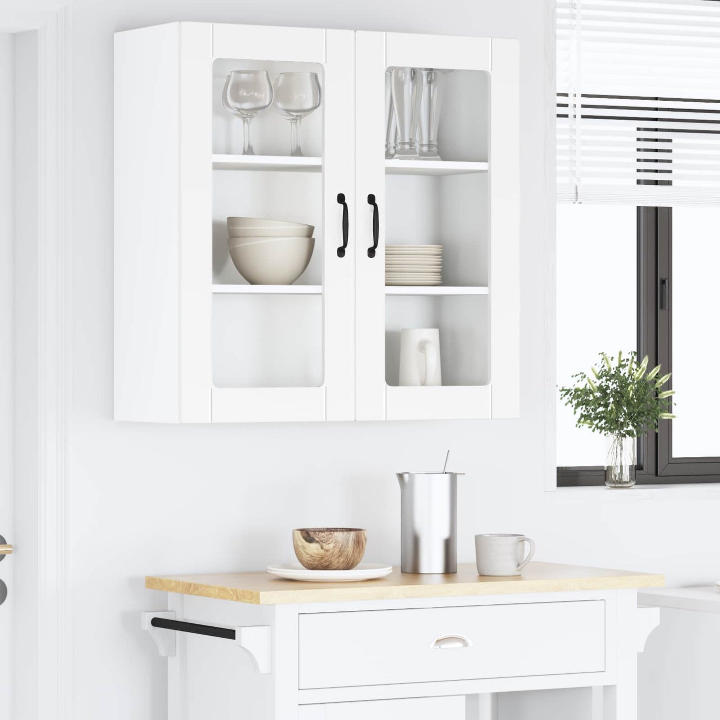 Wandglas-Schrank PORTO Weiß 80 x 31 x 80 cm Holzwerkstoff