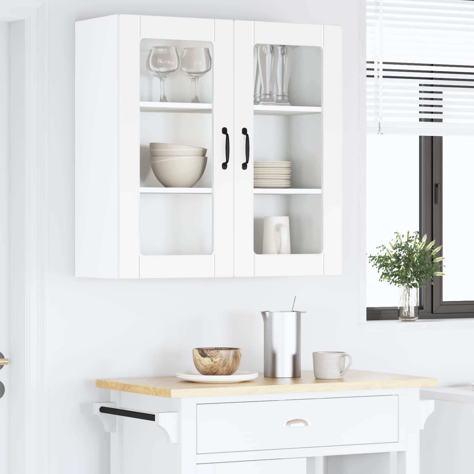Wandglas-Schrank PORTO Weiß 80 x 31 x 80 cm Holzwerkstoff