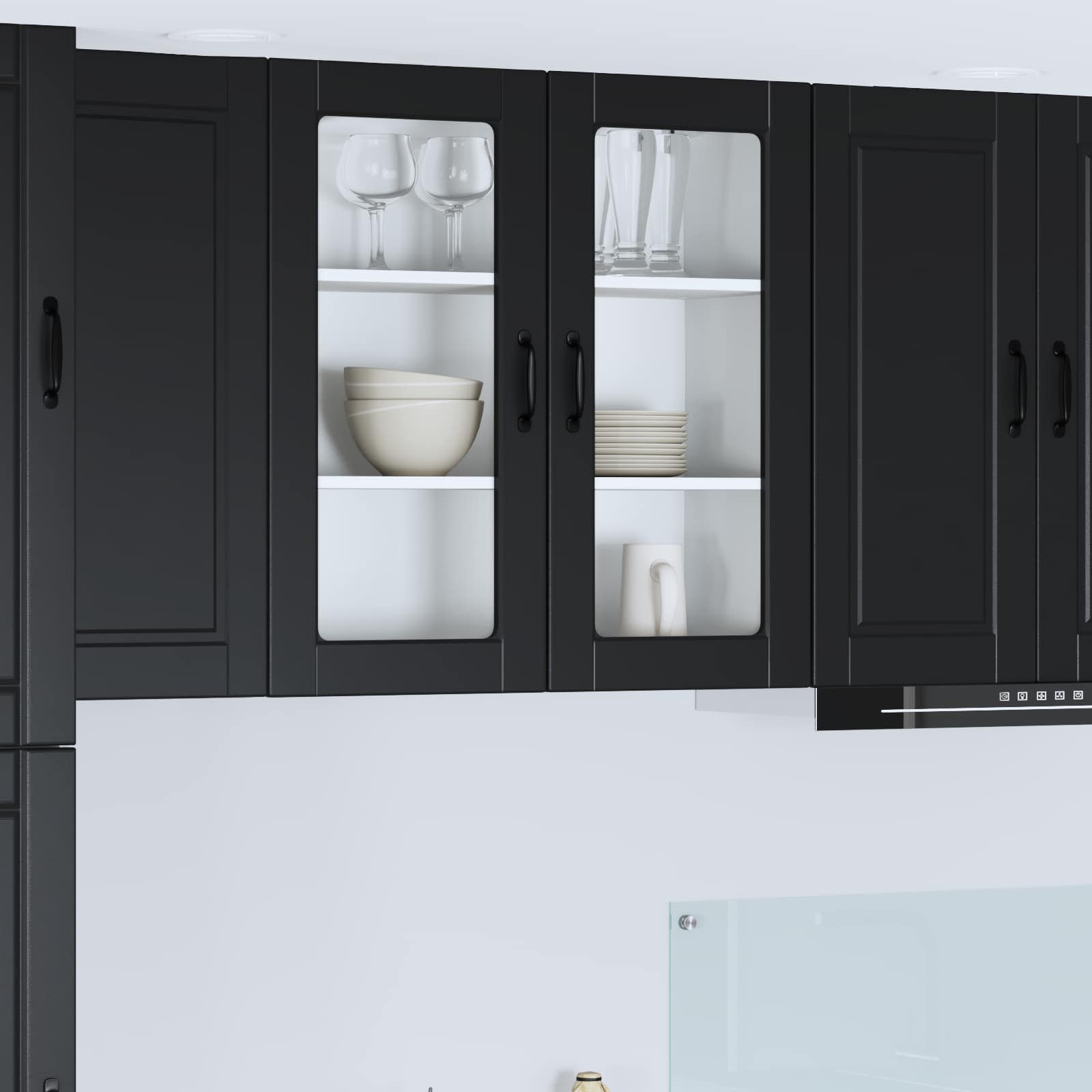 Wandglas-Schrank PORTO Schwarz 80 x 31 x 80 cm Holzwerkstoff