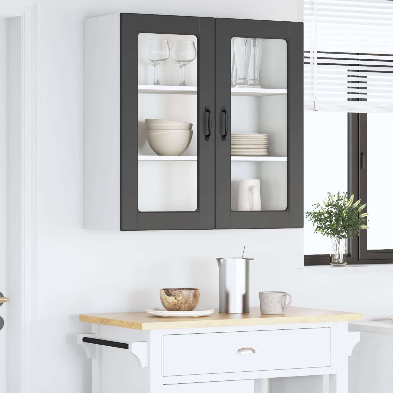 Wandglas-Schrank PORTO Schwarz 80 x 31 x 80 cm Holzwerkstoff