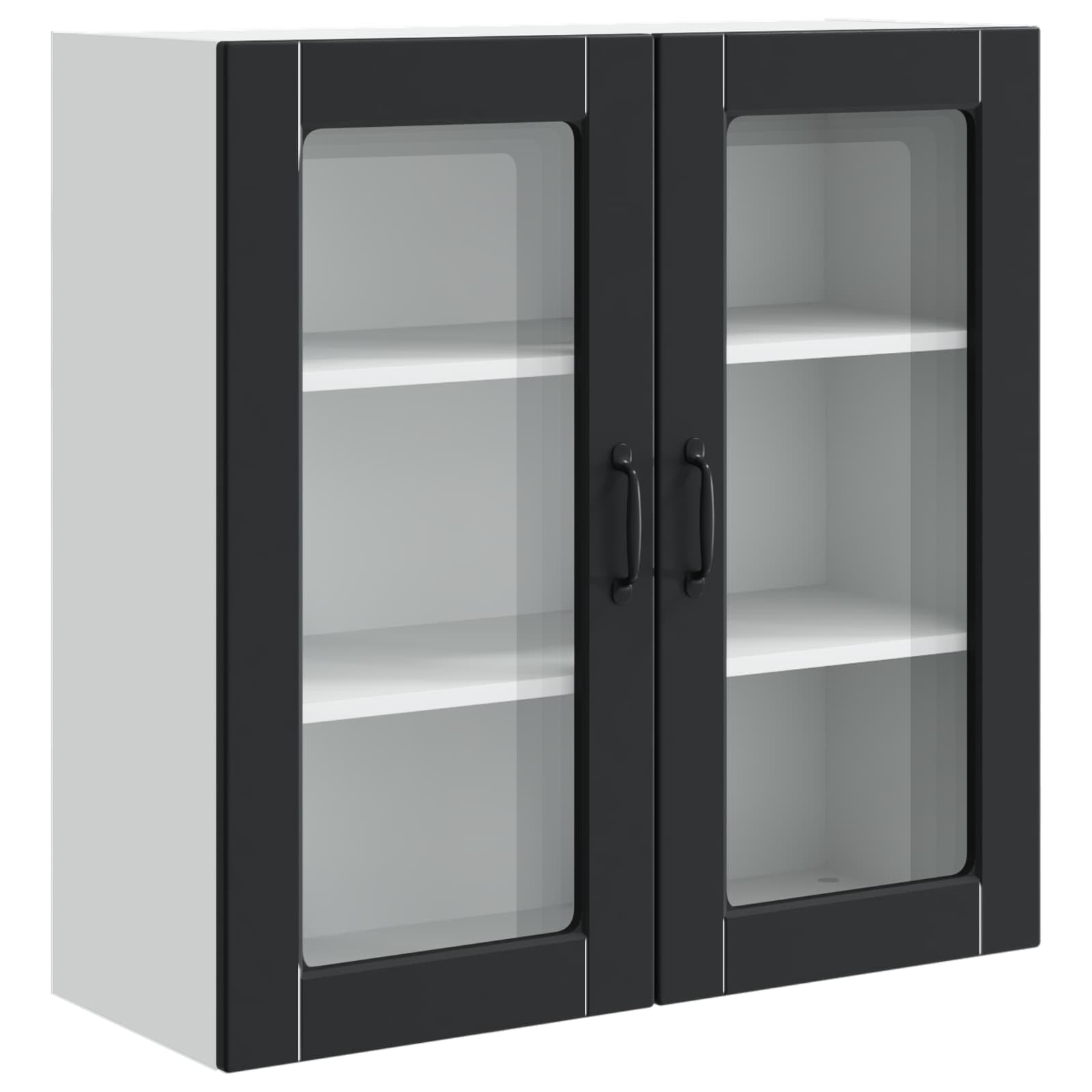 Wandglas-Schrank PORTO Schwarz 80 x 31 x 80 cm Holzwerkstoff